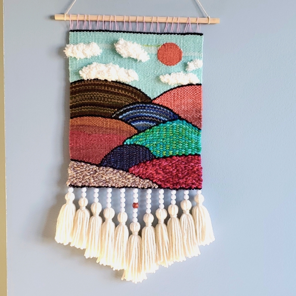 Handcraft weaving wall hanging/ wall art/fiber art/ yarn art